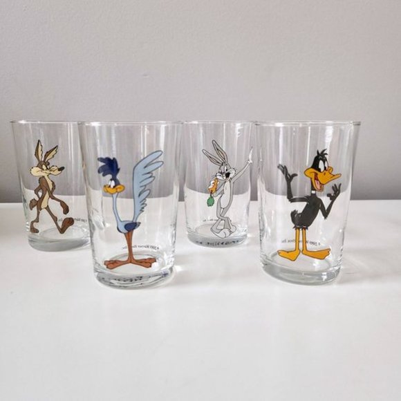 1989 Looney Tunes Glass Tumblers | Set of 4+1 Warner Bros Cartoon Glasses - Picture 7 of 8
